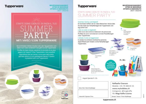 Offre de démarrage pour l'activité en temps choisi de Party Manager Tupperware - Set Summer Party: ensemble de produits pratiques pour la cuisine pour seulement 30 francs