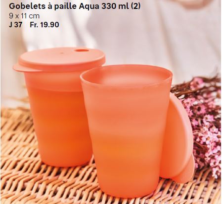 Gobelets à paille Aqua 330 ml (2) - Sortie du Catalogue Printemps-été 2020